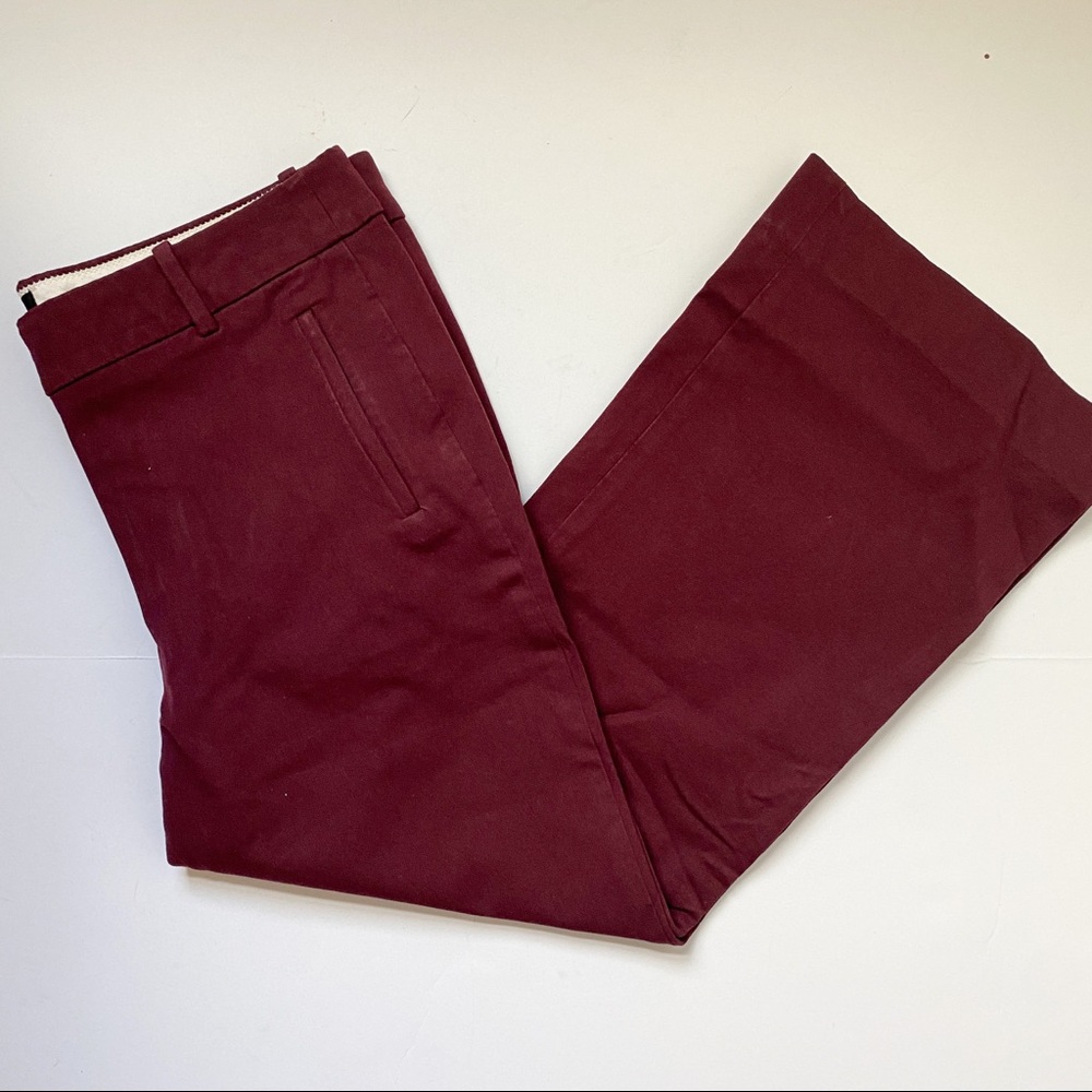 J.Crew Burgundy Teddie Cropped Kick Flare Pant Size 6